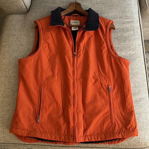 VINTAGE LL Bean Orange Vest Fleece Lined - Picture 2 of 10